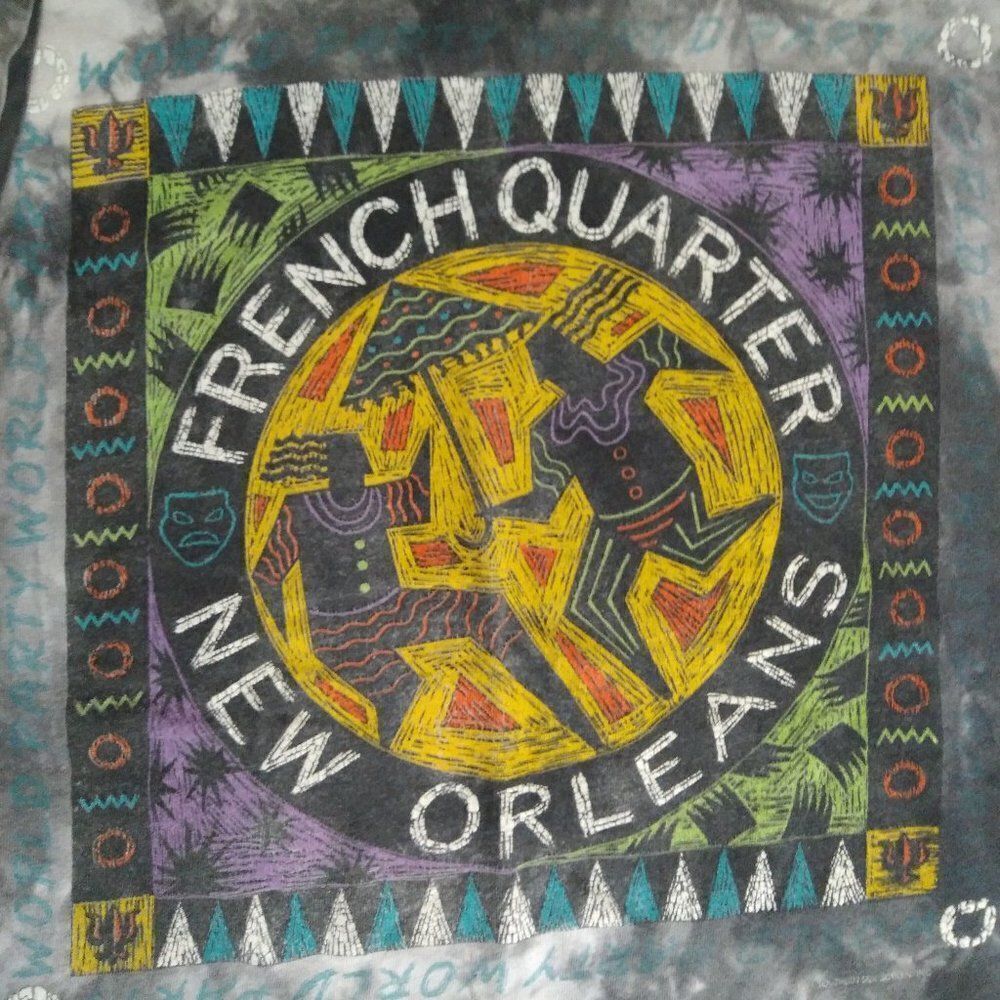 Vintage 90s Single Stitch French Quarter New Orleans Tie Dye T-Shirt